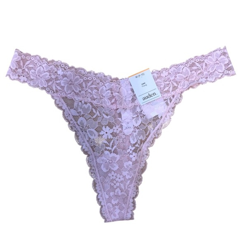NWT Auden Pink Lace Thong Panty Size M 8-10